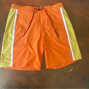 Cremieux Men's Orange and Yellow Swim Shorts size Large